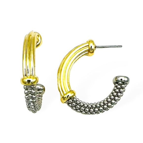 14K GOLD PLATED HOOP EARRINGS ( 9264 EK )