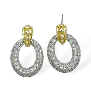 14K GOLD PLATED EARRINGS CLEAR CZ STONES ( 9293 E )