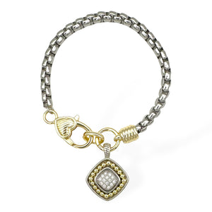 14K GOLD PLATED BRACELET CLEAR CZ STONES ( 9294 B )