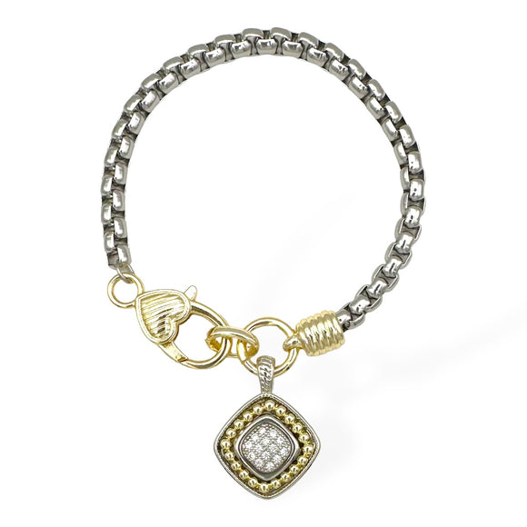 14K GOLD PLATED BRACELET CLEAR CZ STONES ( 9294 B )