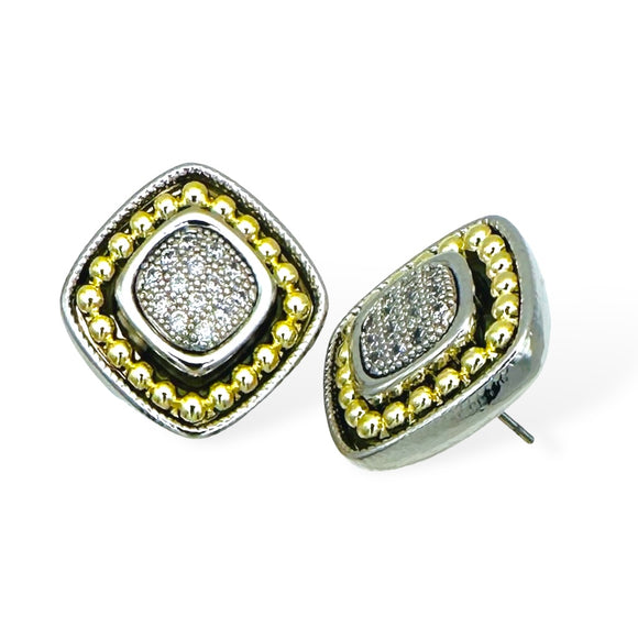 14K GOLD PLATED EARRINGS CZ STONES ( 9294 E )