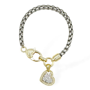 14K GOLD PLATED BRACELET HEART CZ STONES ( 9295 B )