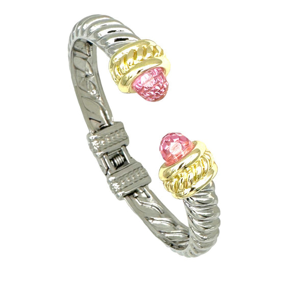 SILVER GOLD CZ ROSE PINK STONES ( 9324 RO )