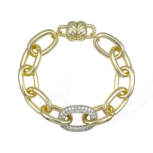 14K GOLD PLATED BRACELET CLEAR STONES ( 9391 BG )