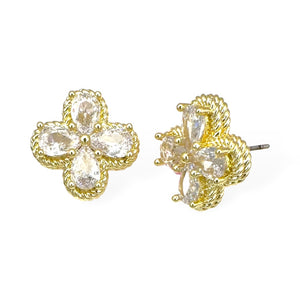 14K GOLD PLATED EARRINGS CZ STONES ( 9417 EC )