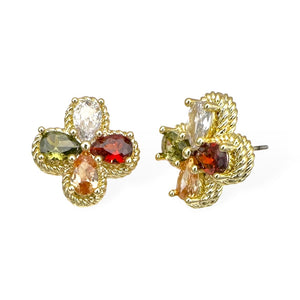 14K GOLD PLATED EARRINGS CZ STONES ( 9417 EM )