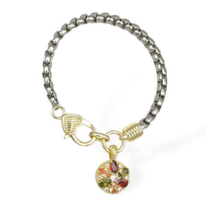 SILVER GOLD BRACELET MULTI COLOR STONES ( 9432 BK )