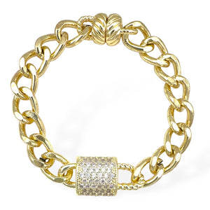 14K GOLD PLATED BRACELET CLEAR CZ STONES ( 9434 G )