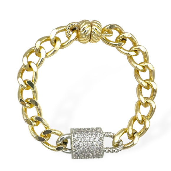 14K GOLD PLATED BRACELET CLEAR CZ STONES ( 9434 K )