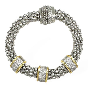 14K GOLD PLATED MAGNETIC BRACELET CLEAR STONES ( 9475 B )