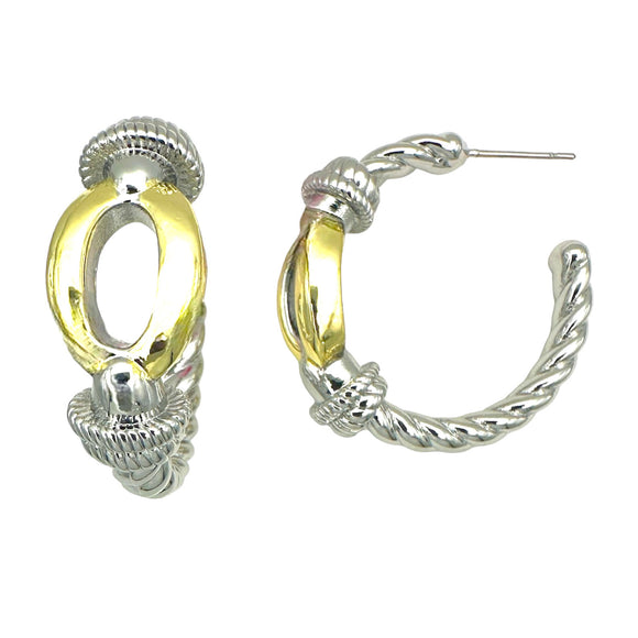 SILVER GOLD HOOP EARRINGS ( 9494 E )