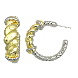 SILVER GOLD HOOP EARRINGS ( 9496 E )