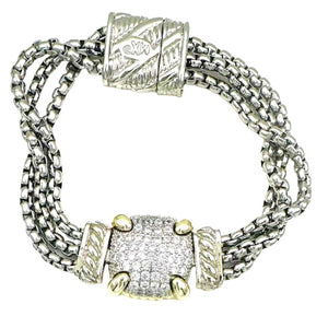 14K GOLD PLATED MAGNETIC BRACELET CLEAR CZ STONES ( 9513 B )