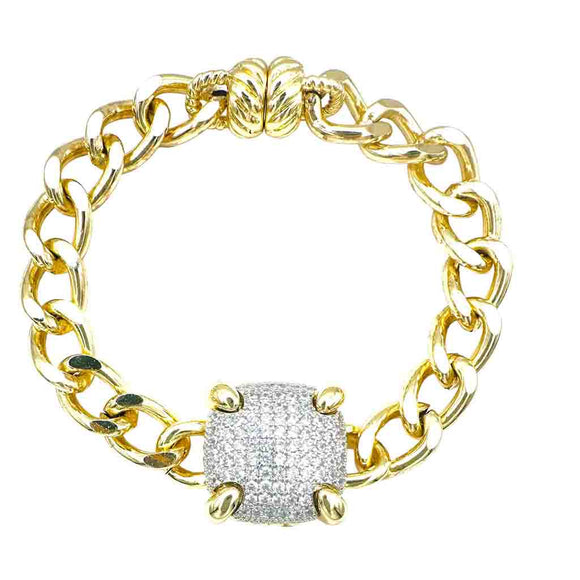 14K GOLD PLATED BRACELET CLEAR CZ STONES ( 9611 B )