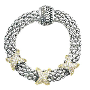 14K GOLD PLATED MAGNETIC BRACELET CLEAR CZ STONES ( 9612 B )