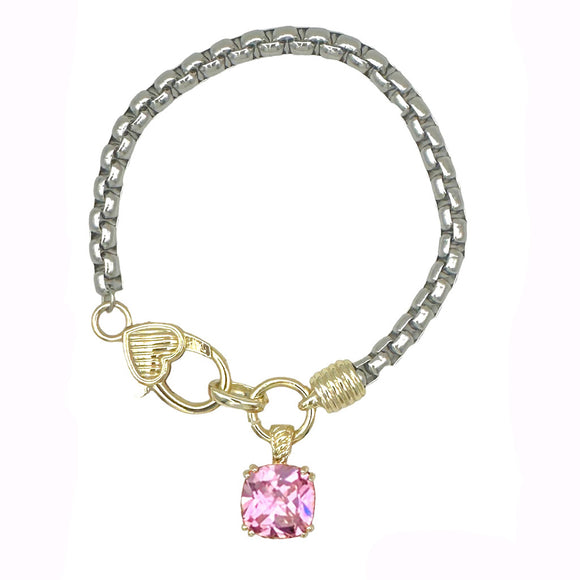 SILVER GOLD BRACELET STONE CHARM ( 9647 BKRO )