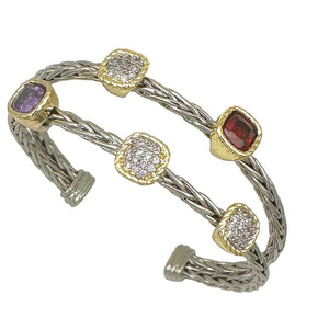 GOLD BANGLE MULTICOLOR CZ STONES ( 9730 )