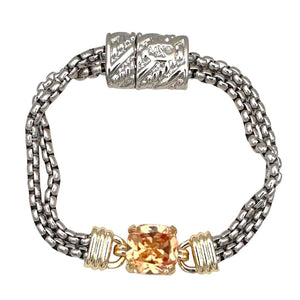 14K GOLD PLATED MAGNETIC BRACELET CHAMPAGNE CZ STONE ( 9926 BCH )