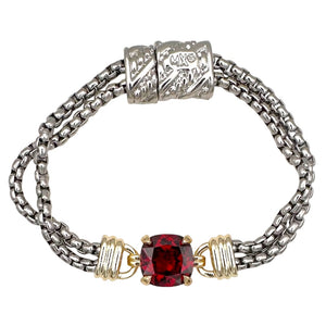 14K GOLD PLATED MAGNETIC BRACELET RED CZ STONE ( 9926 BG )