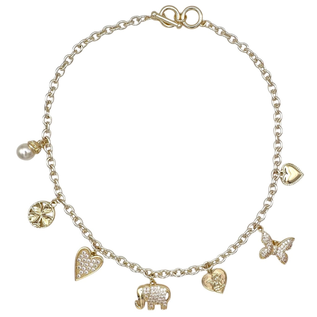 WHITE GOLD DIPPED P LETTER INITIAL NECKLACE ( 6114 RP