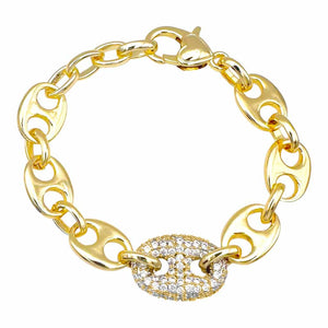 14K GOLD PLATED BRACELET CLEAR CZ STONES ( 9968 BG )
