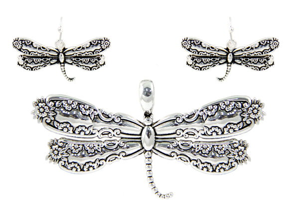 SILVER DRAGONFLY PENDANT SET ( 1456 AS )