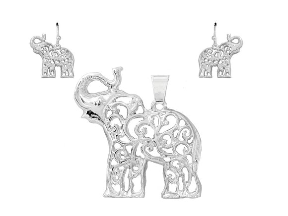 Silver Elephant Pendant Set ( 1748 S )