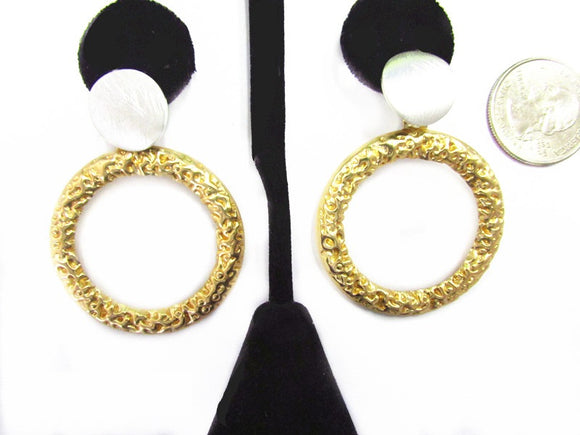 DANGLING GOLD SILVER CLIP ON EARRINGS ( 22616 G )