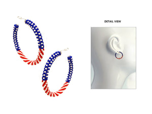 American Flag Bead Hoop Earrings ( 3610 SMT )