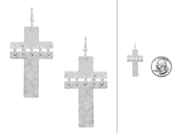 HAMMERED CROSS EARRINGS ( 7284 WS )
