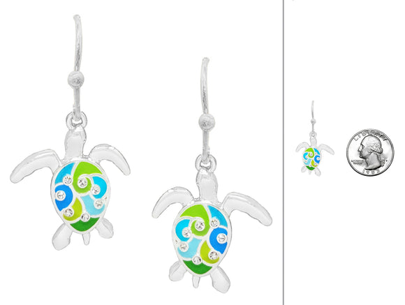 SILVER TURTLE EARRINGS ( 7694 SMT )