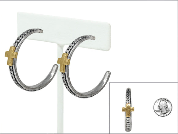 SILVER GOLD HOOP EARRINGS ( 8440 ATT )