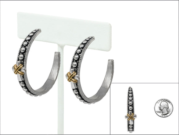 SILVER GOLD HOOP EARRINGS ( 8443 ATT )