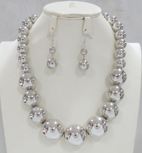 SILVER PEARL NECKLACE SET ( 602 S )