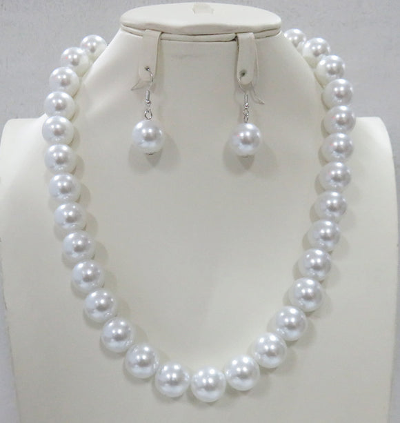 WHITE PEARL NECKLACE SET ( 649 WT )