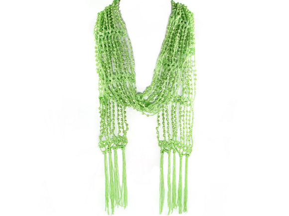 GREEN SCARF GREEN BEADS ( 0432 E )