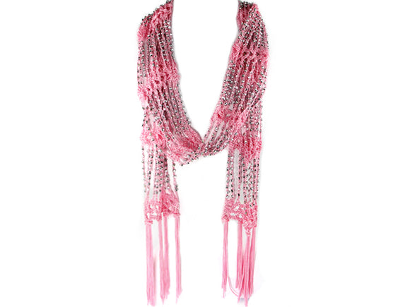 PINK SCARF SILVER BEADS ( 0432 RHP2 )