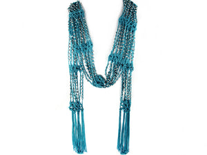 TURQUOISE SCARF SILVER BEADS ( 0432 RHTQ )