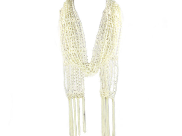 WHITE SCARF WHITE PEARLS ( 0432 WPL )