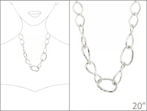 SILVER CHAIN LINK NECKLACE ( 3403 S )