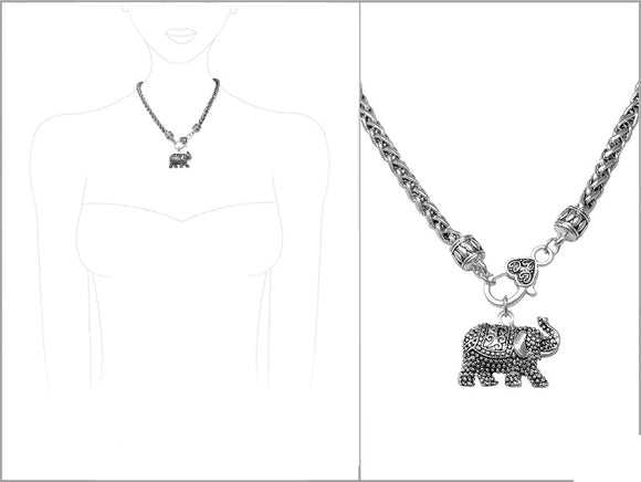 SILVER NECKLACE ELEPHANT PENDANT ( 3763 AS )