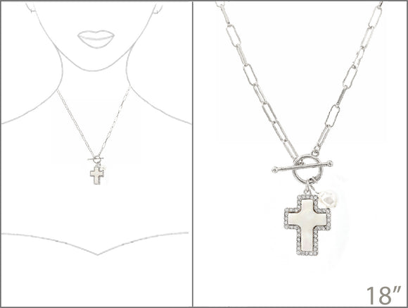 PEARL NECKLACE CROSS ( 3860 SPL )