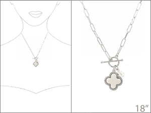 SILVER NECKLACE QUATREFOIL WHITE ( 3862 SPL )