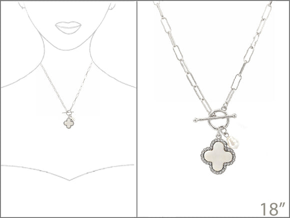 SILVER NECKLACE QUATREFOIL WHITE ( 3862 SPL )