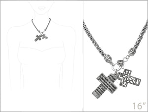 SILVER CROSS PENDANT NECKLACE ( 3898 AS )