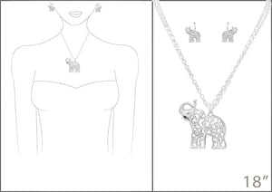 Silver Elephant Necklace Set ( 7142 S )