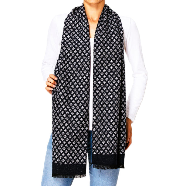 BLACK GREY SCARF ( 21015 BK )