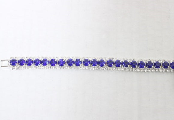 SILVER CLEAR BLUE TENNIS BRACELET ( 5041 SBL )