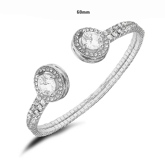 Silver Cuff Bangle Clear CZ Cubic Zirconia Stones ( 1268 RH )