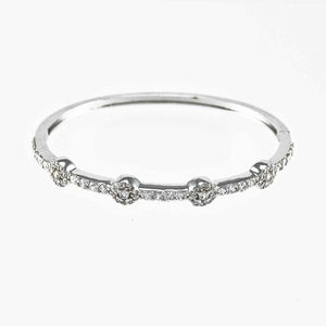 Silver Bangle Clear CZ Cubic Zirconia Stones ( 598 S )